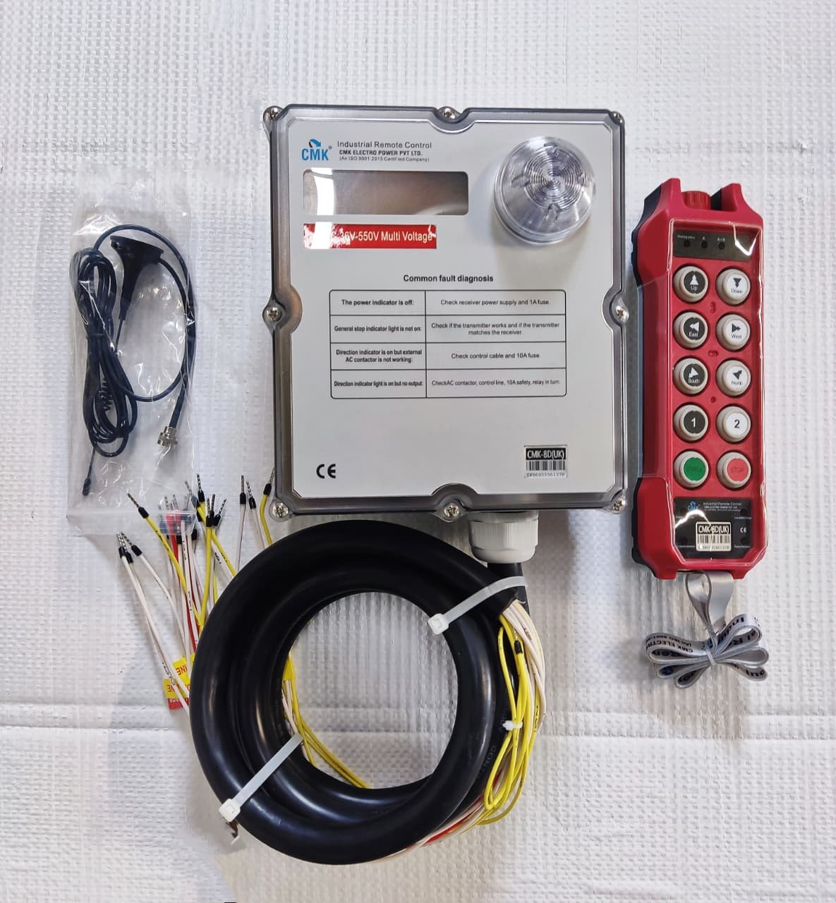 Wireless Radio Remote, 8 Double speed+1 off mushroom+1 on, IP-65, 100 Mtr, AC/DC With Lock & Key